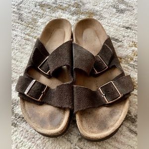 Birkenstock Arizona soft footbed  39 (unisex) brown suede narrow footbed